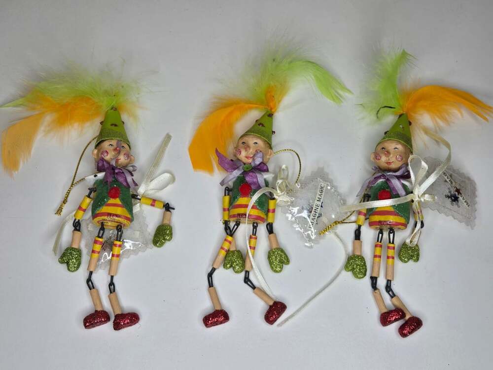 LCM Silvestri Christmas Jester Elf Ornaments Set Of 3 Imagine Magic
